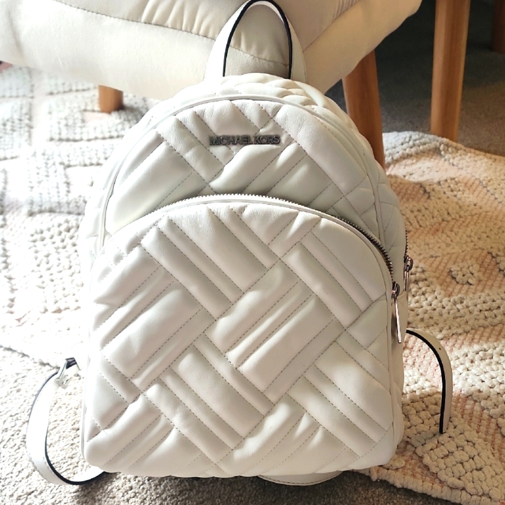 Michael Kors White Quilted Backpack